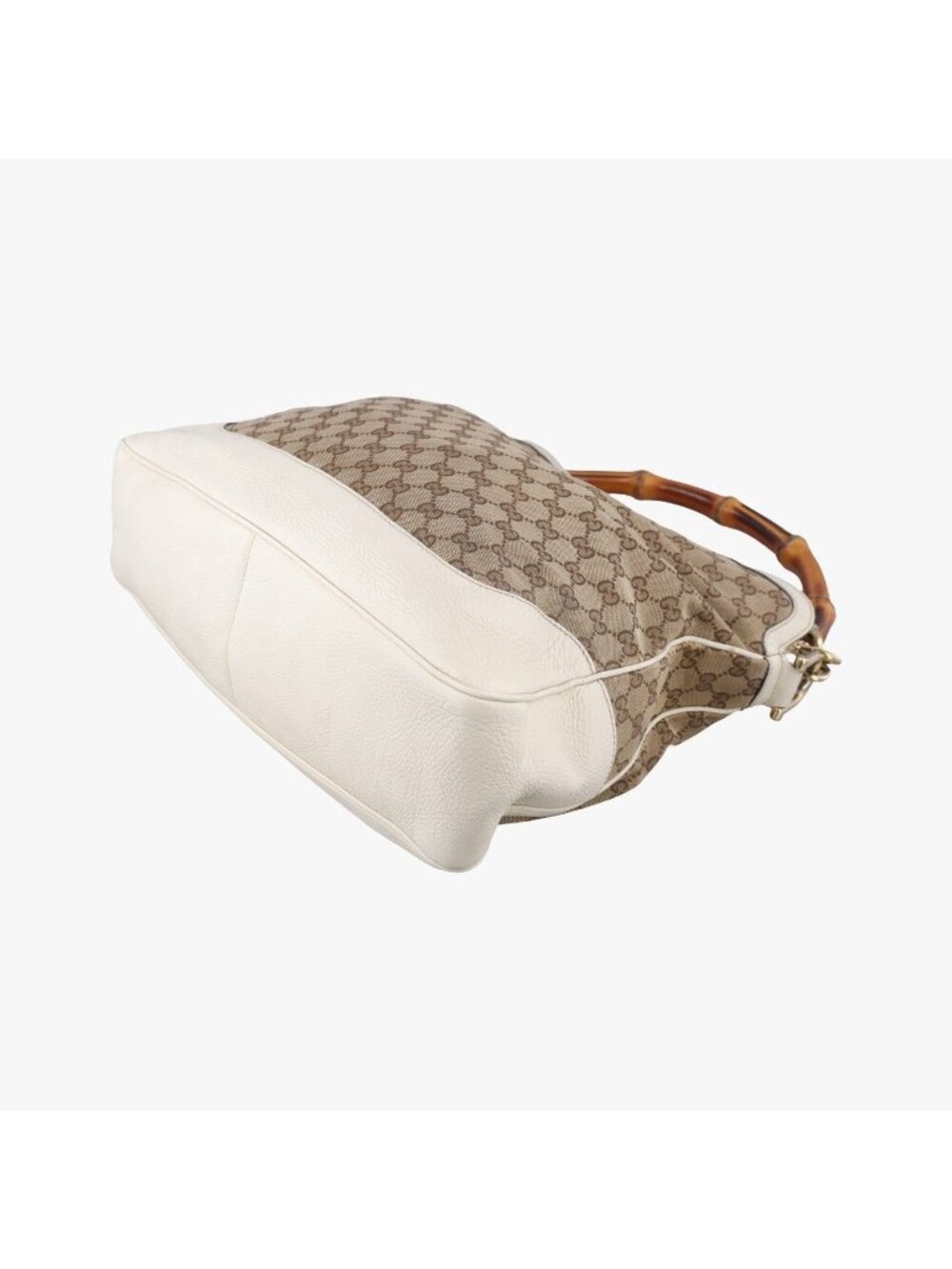 Gucci Bamboo Beige White Canvas Leather - Picture 4 of 16